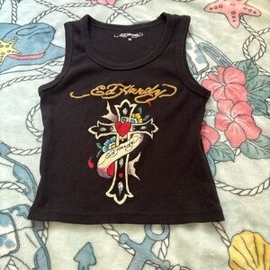 Ed Hardy Black Graphic Tank Top